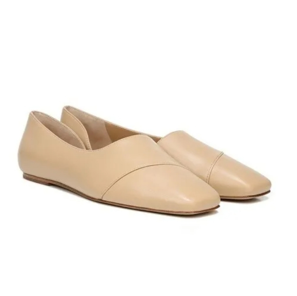 Vince Cyder Flat Tan Cappucino Half D'orsay style cutout Shoe Size 8.5 M